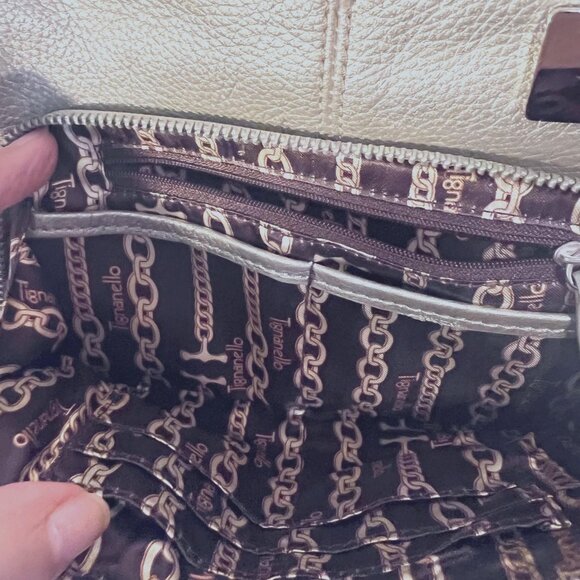 Tignaello Small Metallic Silver Pebble Leather Wallet Pocket Purse/Crossbody - Picture 9 of 16
